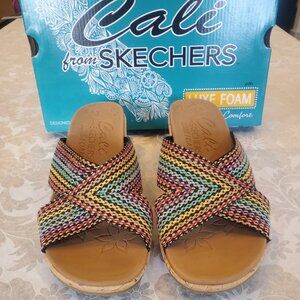 Skechers Beverlee Delighted Cork Veneer Wedge Platform Sandals NEW in Box Size 8